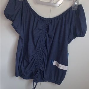 Blue off the shoulders shirt